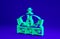 Green Crown of spain icon isolated on blue background. Minimalism concept. 3d illustration 3D render