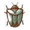Green crum hand drawn icon. Beetle parasite pictogram. Bug symbol, sign. Insect creeping.