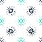 Green Cryptocurrency coin Cardano ADA icon isolated seamless pattern on white background. Digital currency. Altcoin