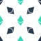 Green Cryptocurrency coin Ethereum ETH icon isolated seamless pattern on white background. Digital currency. Altcoin