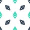 Green Cryptocurrency coin Ethereum ETH icon isolated seamless pattern on white background. Digital currency. Altcoin