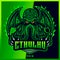 Green Cthulhu grab text esport and sport mascot logo design in modern illustration concept for team badge, emblem and thirst