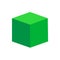 Green cube basic simple 3d shapes isolated on white background, geometric cube box icon, 3d shape symbol cube, clip art geometric