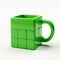 Green Cube Coffee Cup With 3d Cube Design