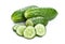 Green Cucumber. The cutting of the cucumber with pieces. Isolate