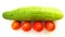 Green cucumber totato vegetables close up