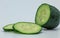 Green cucumber vegetable half cutting