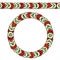 Green Cucumbers and Red Tomato Slices with Seeds Arranged Like Domino. Endless Pattern Brush, Round Garland. Wreath or Frame. Vege