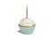 Green cupcake and candle