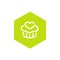 Green Cupcake Icon, Combined With Hexagon Shape Icon Design, Simple Vector Logo Design