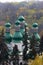 Green cupolas of Holy Trinity church at Kitaevo monastery in Kiev, Ukraine