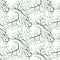 Green curly vines with leaves, seamless pattern