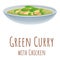 Green curry icon, cartoon style