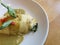 Green curry sauce Omurice with grilled chicken & eggplant - Omelette