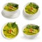 Green curry Shrimp dumplings in coconut milk isolated on white background