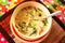 Green curry thai soup with chicken