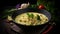Green Curry Udon Noodles in a Captivating Food Photography with a Light Background. Generative AI