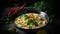 Green Curry Udon Noodles in a Captivating Food Photography with a Light Background. Generative AI