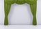 Green curtain or drapes background. 3d render