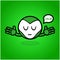Green and cute robot cartoon character emoticon. wise doodle of simple monster icon