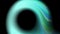 Green cyan ring turning round black hole. Waves moving in a circle.