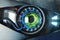 Green cyber eye closeup