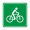 Green cyclist sign, Man ride a bicycle icon flat design, Vector illustration.