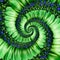 Green daisy flower spiral abstract fractal effect pattern background. Green navy flower spiral abstract pattern fractal. Incredibl