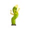 Green dancing inflatable tube with funny face for sales and advertising vector Illustrations on a white background