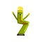 Green dancing inflatable tube man with waving hands vector Illustrations on a white background