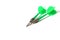 Green dart darts lie on white background with place for text