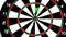 Green dart hitting the bullseye on white background