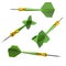 Green darts arrows 3d illustration
