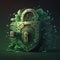 Green data with padlock. Green eco sustainability, earth nature code concept. Generative AI