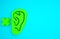 Green Deafness icon isolated on blue background. Deaf symbol. Hearing impairment. Minimalism concept. 3d illustration 3D