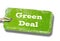 Green Deal on the cardboard label - Symbol of climate policy