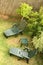 Green Deckchairs in a Garden