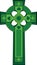 Green decorated celtic cross with shamrock