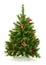 Green Decorated Christmas Tree on White Background.