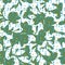 Green decorative flower silhouettes with pixel texture on white bacground.