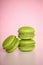 Green and delicious mocha flavored macaron dessert