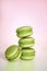 Green and delicious mocha flavored macaron dessert