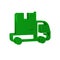 Green Delivery cargo truck vehicle icon isolated on transparent background.