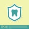 Green Dental protection icon isolated on yellow background. Tooth on shield logo. Vector