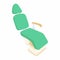 Green dentist chair icon, cartoon style