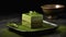 Green Dessert On Black Plate: Richly Layered And Dreamy