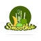 Green Detox Smoothie label. Banana and watermelon shake. Fresh drink menu, Juice for healthy life.