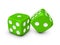 Green dice on white background