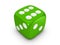 Green dice on white background