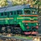 Green diesel cargo locomotive